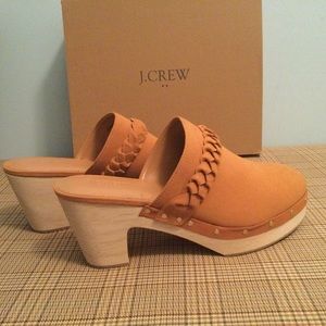 NWT JCREW Sueded Clogs Boho Shoes Mules Slides Tan - Womens Size 7.5 Womens